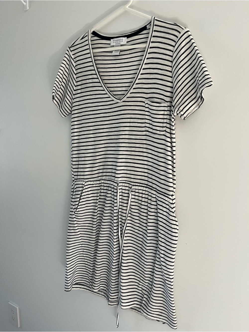 Weekend Getaway Black & White Striped V-Neck Romper